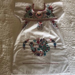 Authentic Mexican Embroidery White Girls Dress
